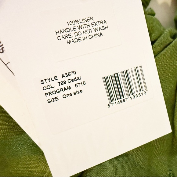 NWT Ganni Fringed Bead-Embellished Linen Hair Scrunchie Tie in Chartreuse Green - Picture 7 of 8